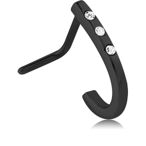 BLACK PVD COATED SURGICAL STEEL 90 DEGREE JEWELLED WRAP AROUND NOSE STUD