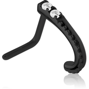 BLACK PVD COATED SURGICAL STEEL 90 DEGREE JEWELLED WRAP AROUND NOSE STUD