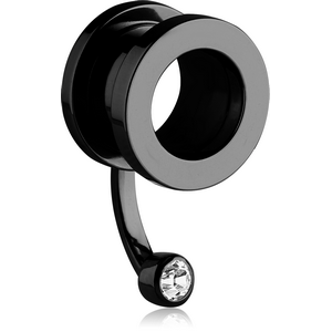 BLACK PVD COATED STAINLESS STEEL JEWELLED THREADED TUNNEL
