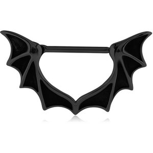 BLACK PVD COATED SURGICAL STEEL NIPPLE CLICKER - BAT WINGS
