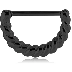 BLACK PVD COATED SURGICAL STEEL NIPPLE CLICKER - ROPE
