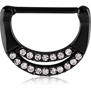 BLACK PVD COATED SURGICAL STEEL JEWELLED NIPPLE CLICKER