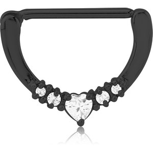 BLACK PVD COATED SURGICAL STEEL JEWELLED NIPPLE CLICKER