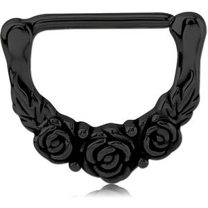 BLACK PVD COATED SURGICAL STEEL NIPPLE CLICKER - ROSE