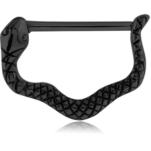 BLACK PVD COATED SURGICAL STEEL NIPPLE CLICKER - SNAKE