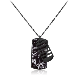 BLACK PVD COATED SURGICAL STEEL NECKLACE WITH PENDANT