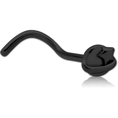 BLACK PVD COATED SURGICAL STEEL CURVED NOSE STUD