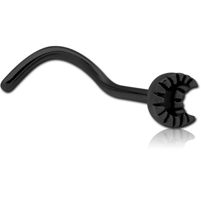 BLACK PVD COATED SURGICAL STEEL CURVED NOSE STUD - CRESEENT