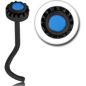 BLACK PVD COATED SURGICAL STEEL CURVED NOSE STUD - CIRCLE