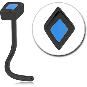 BLACK PVD COATED SURGICAL STEEL CURVED NOSE STUD - DIAMOND