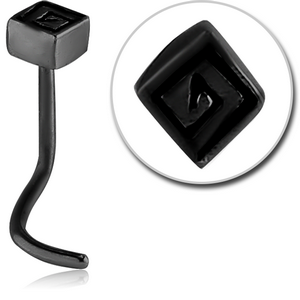 BLACK PVD COATED SURGICAL STEEL CURVED NOSE STUD - RHOMBUS
