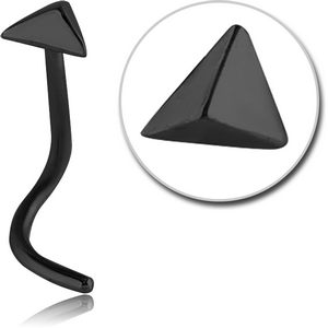 BLACK PVD COATED SURGICAL STEEL CURVED NOSE STUD - 3D TRIANGLE