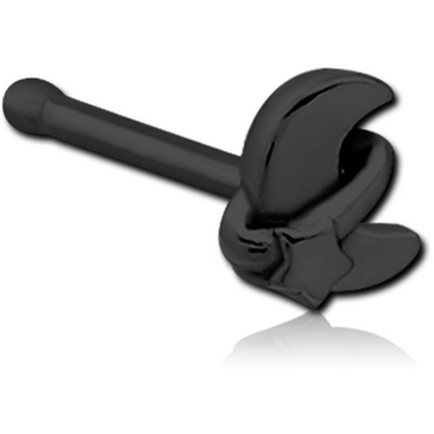 BLACK PVD COATED SURGICAL STEEL NOSE BONE - ANNULAR ECLIPSE AND STAR