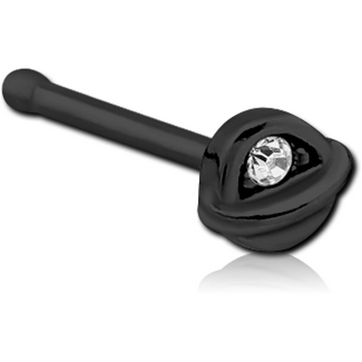 BLACK PVD COATED SURGICAL STEEL JEWELLED NOSE BONE