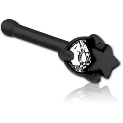 BLACK PVD COATED SURGICAL STEEL JEWELLED NOSE BONE
