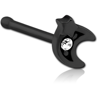 BLACK PVD COATED SURGICAL STEEL JEWELLED NOSE BONE