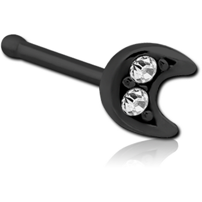 BLACK PVD COATED SURGICAL STEEL JEWELLED NOSE BONE