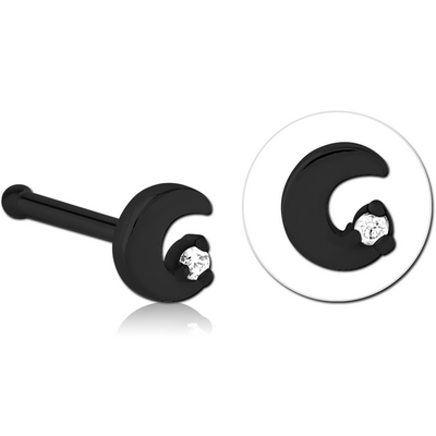 BLACK PVD COATED SURGICAL STEEL JEWELLED NOSE BONE