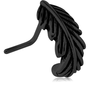 BLACK PVD COATED SURGICAL STEEL 90 DEGREE WRAP AROUND NOSE STUD - FEATHER