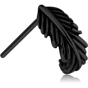 BLACK PVD COATED SURGICAL STEEL STRAIGHT WRAP AROUND NOSE STUD - FEATHER