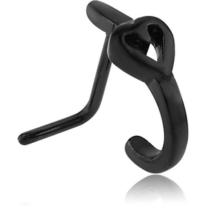 BLACK PVD COATED SURGICAL STEEL 90 DEGREE WRAP AROUND NOSE STUD - HEART
