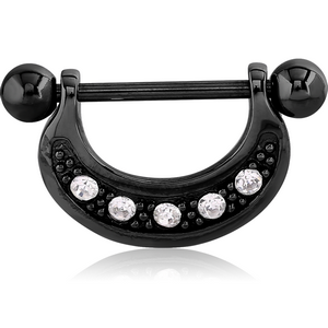 BLACK PVD COATED SURGICAL STEEL JEWELLED NIPPLE SHIELD - U