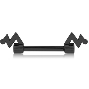 BLACK PVD COATED SURGICAL STEEL NIPPLE BAR - PULSE