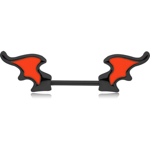BLACK PVD COATED SURGICAL STEEL ENAMEL NIPPLE SHIELD - BATWING