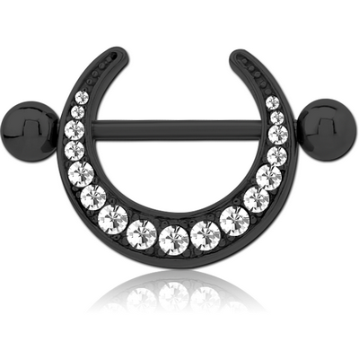BLACK PVD COATED SURGICAL STEEL JEWELLED NIPPLE SHIELD
