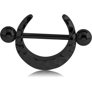 BLACK PVD COATED SURGICAL STEEL NIPPLE SHIELD - HAMMERED TEXTURE