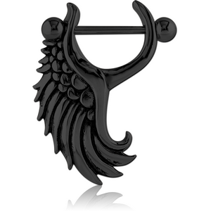 BLACK PVD COATED SURGICAL STEEL NIPPLE SHIELD - FANCY WING