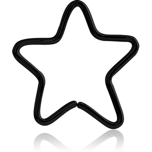 BLACK PVD COATED SURGICAL STEEL OPEN STAR SEAMLESS RING