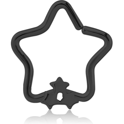 BLACK PVD COATED SURGICAL STEEL OPEN STAR SEAMLESS RING - TRIPLE STAR