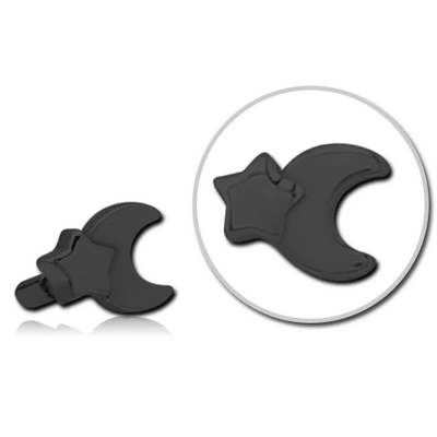 BLACK PVD COATED SURGICAL STEEL PUSH FIT ATTACHMENT FOR BIOFLEX INTERNAL LABRET - CRESCENT AND STAR