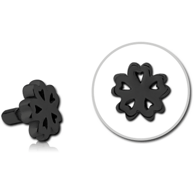 BLACK PVD COATED SURGICAL STEEL PUSH FIT ATTACHMENT FOR BIOFLEX INTERNAL LABRET - CLOVER