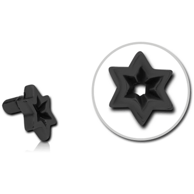 BLACK PVD COATED SURGICAL STEEL PUSH FIT ATTACHMENT FOR BIOFLEX INTERNAL LABRET - STAR INDENT