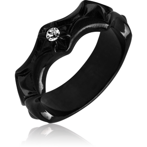 BLACK PVD COATED SURGICAL STEEL JEWELLED RING