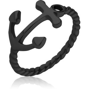 BLACK PVD COATED SURGICAL STEEL RING - ANCHOR