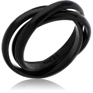 BLACK PVD COATED SURGICAL STEEL STACKED RING
