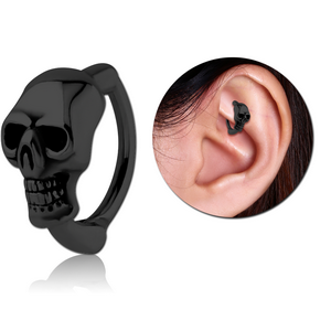 BLACK PVD COATED SURGICAL STEEL ROOK CLICKER - SKULL