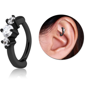 BLACK PVD COATED SURGICAL STEEL PRONG SET JEWELLED ROOK CLICKER