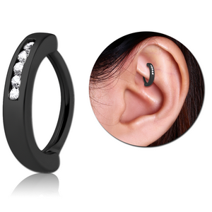 BLACK PVD COATED SURGICAL STEEL JEWELLED ROOK CLICKER