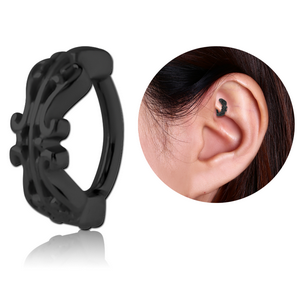 BLACK PVD COATED SURGICAL STEEL ROOK CLICKER - FILIGREE