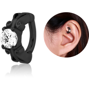 BLACK PVD COATED SURGICAL STEEL PRONG SET JEWELLED ROOK CLICKER