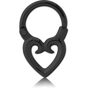 BLACK PVD COATED SURGICAL STEEL HINGED SEGMENT CLICKER HEART