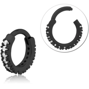 BLACK PVD COATED SURGICAL STEEL PRONG SET CRYSTAL JEWELLED MULTI PURPOSE CLICKER