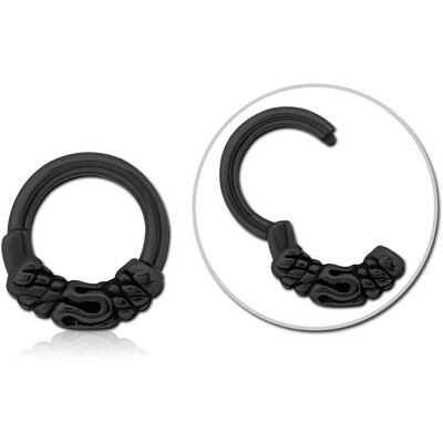 BLACK PVD COATED SURGICAL STEEL HINGED CLICKER - BALI AND ROPE