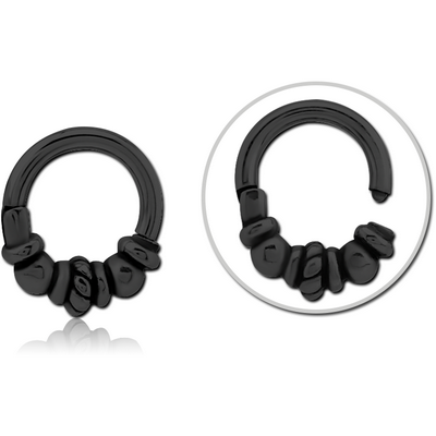 BLACK PVD COATED SURGICAL STEEL HINGED CLICKER - BEADS AND ROPE