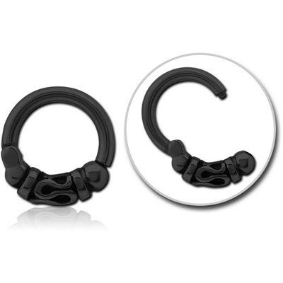 BLACK PVD COATED SURGICAL STEEL HINGED CLICKER - BALI AND BEADS