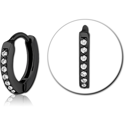 BLACK PVD COATED SURGICAL STEEL JEWELLED MULTI PURPOSE HUGGIE PIERCING